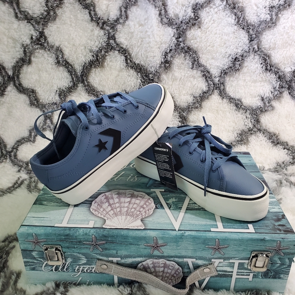 Converse, women, platform, lakeside blue white.